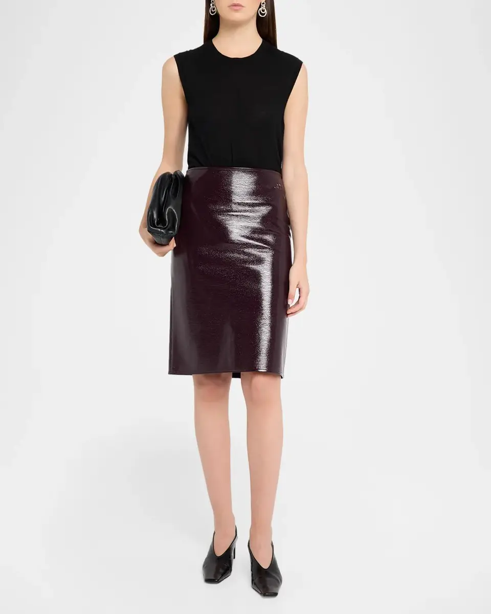Courrèges Shiny Vinyl Knee-Length Skirt | Thumbnail 2 Courrèges Shiny Vinyl Knee-Length Skirt | Thumbnail 2