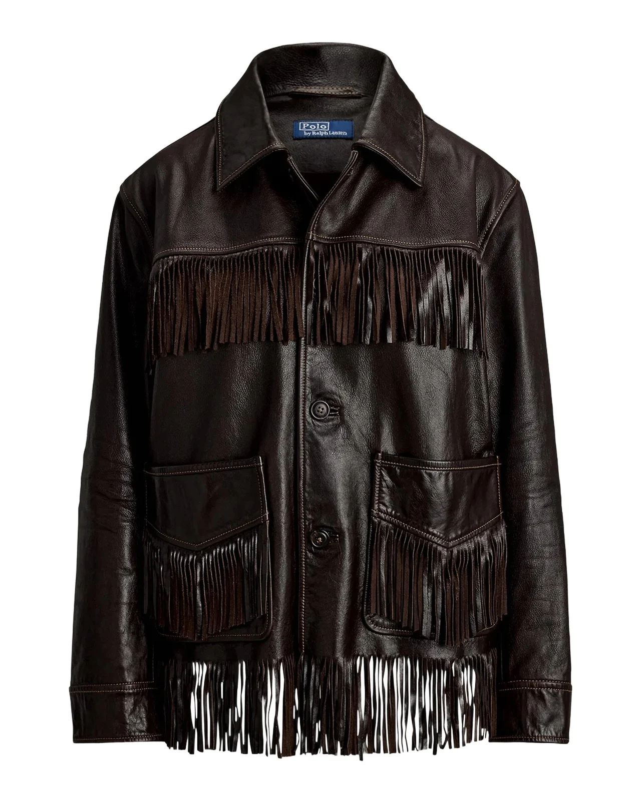 Polo Ralph Lauren Fringed Leather Button-Front Jacket