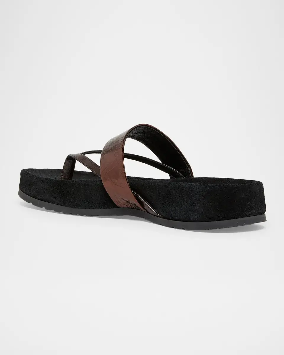 Dries Van Noten Mosaicon Metallic Leather Flat Thong Sandals | Thumbnail 2 Dries Van Noten Mosaicon Metallic Leather Flat Thong Sandals | Thumbnail 2