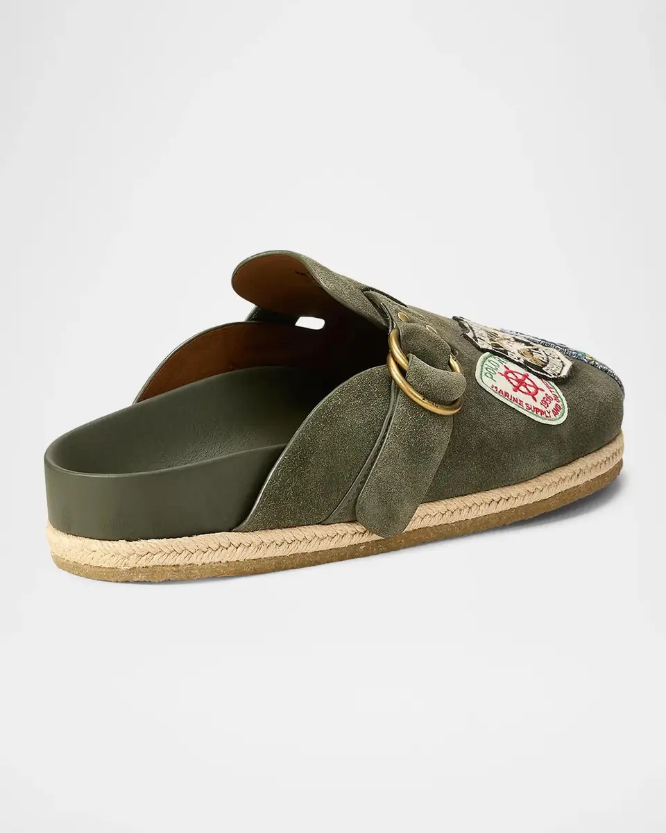 Polo Ralph Lauren Men's Turbach Logo-Patch Suede Clog Sandals | Thumbnail 3 Polo Ralph Lauren Men's Turbach Logo-Patch Suede Clog Sandals | Thumbnail 3