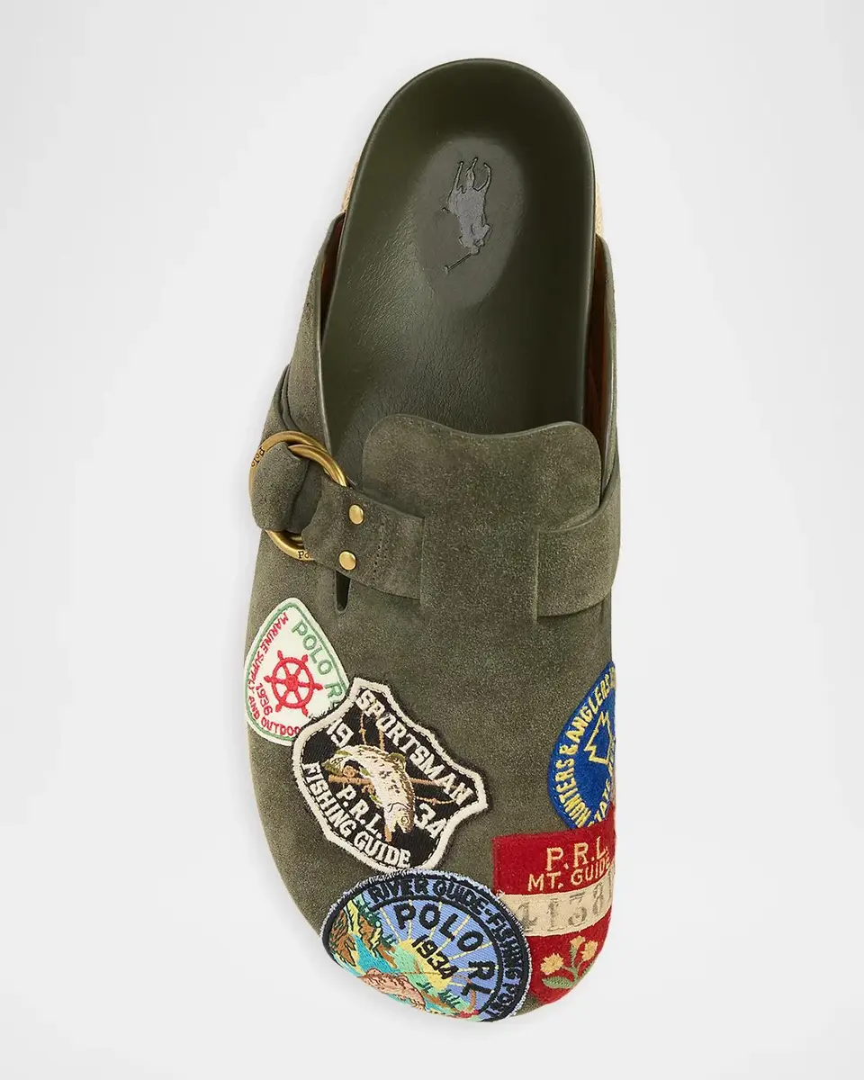 Polo Ralph Lauren Men's Turbach Logo-Patch Suede Clog Sandals | Thumbnail 5 Polo Ralph Lauren Men's Turbach Logo-Patch Suede Clog Sandals | Thumbnail 5