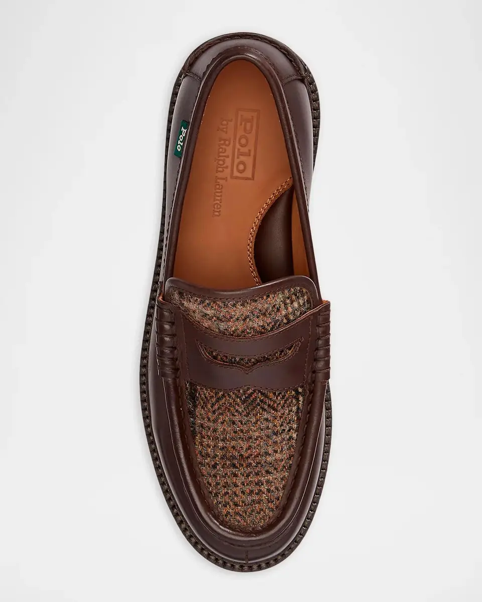 Polo Ralph Lauren Men's Jett Leather & Tweed Penny Loafers | Thumbnail 3