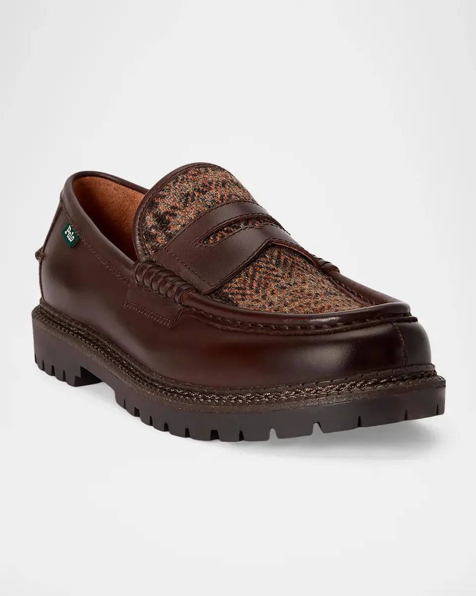 Polo Ralph Lauren Men's Jett Leather & Tweed Penny Loafers | Thumbnail 4