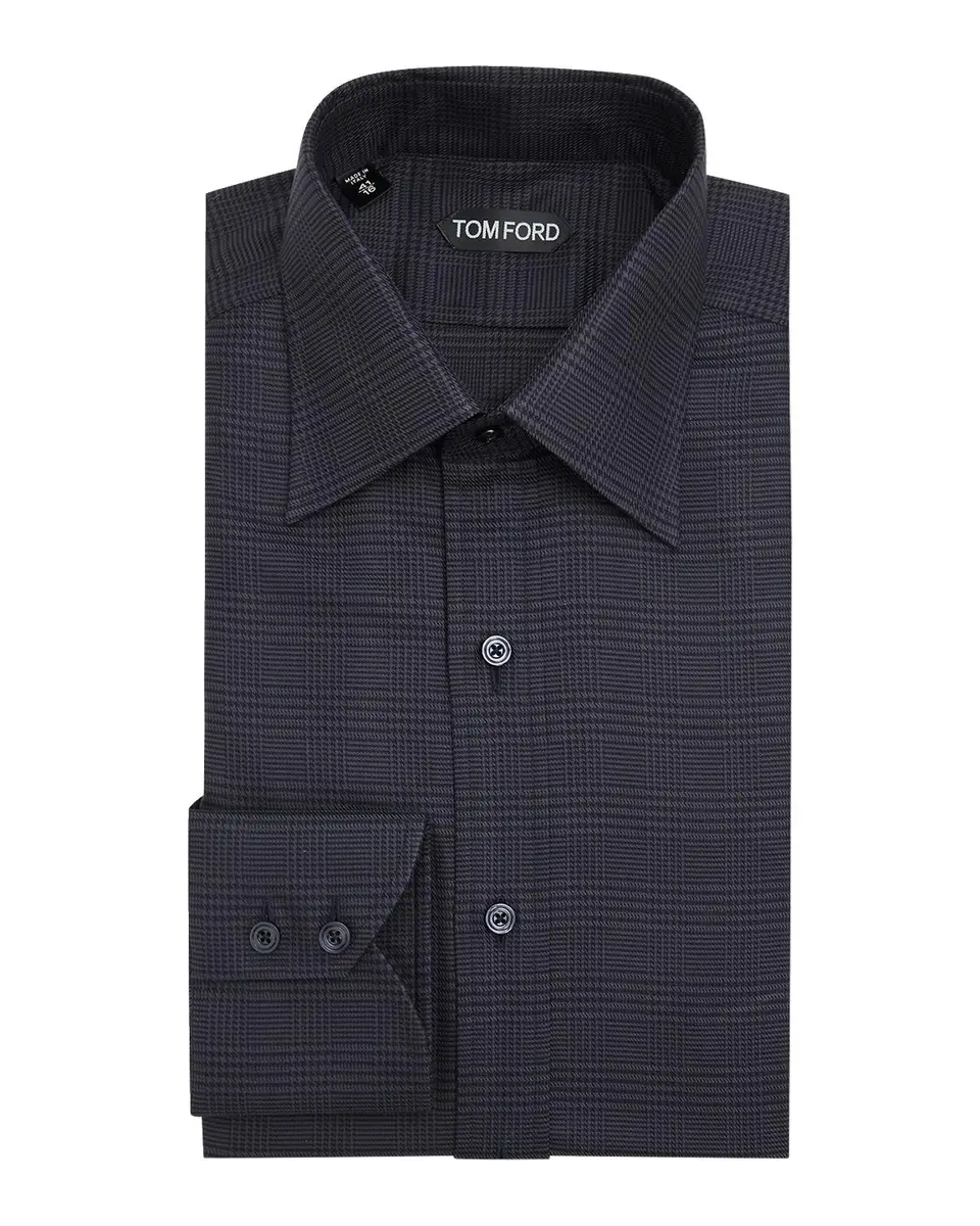 Tom Ford Men's Cotton Prince of Wales Classic-Fit Dress Shirt | Thumbnail 3 Tom Ford Men's Cotton Prince of Wales Classic-Fit Dress Shirt | Thumbnail 3