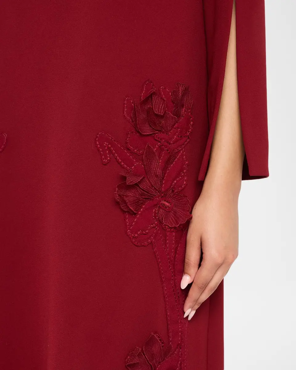 Lela Rose Floral Organza Embroidered Off-The-Shoulder Crepe Gown | Thumbnail 5 Lela Rose Floral Organza Embroidered Off-The-Shoulder Crepe Gown | Thumbnail 5