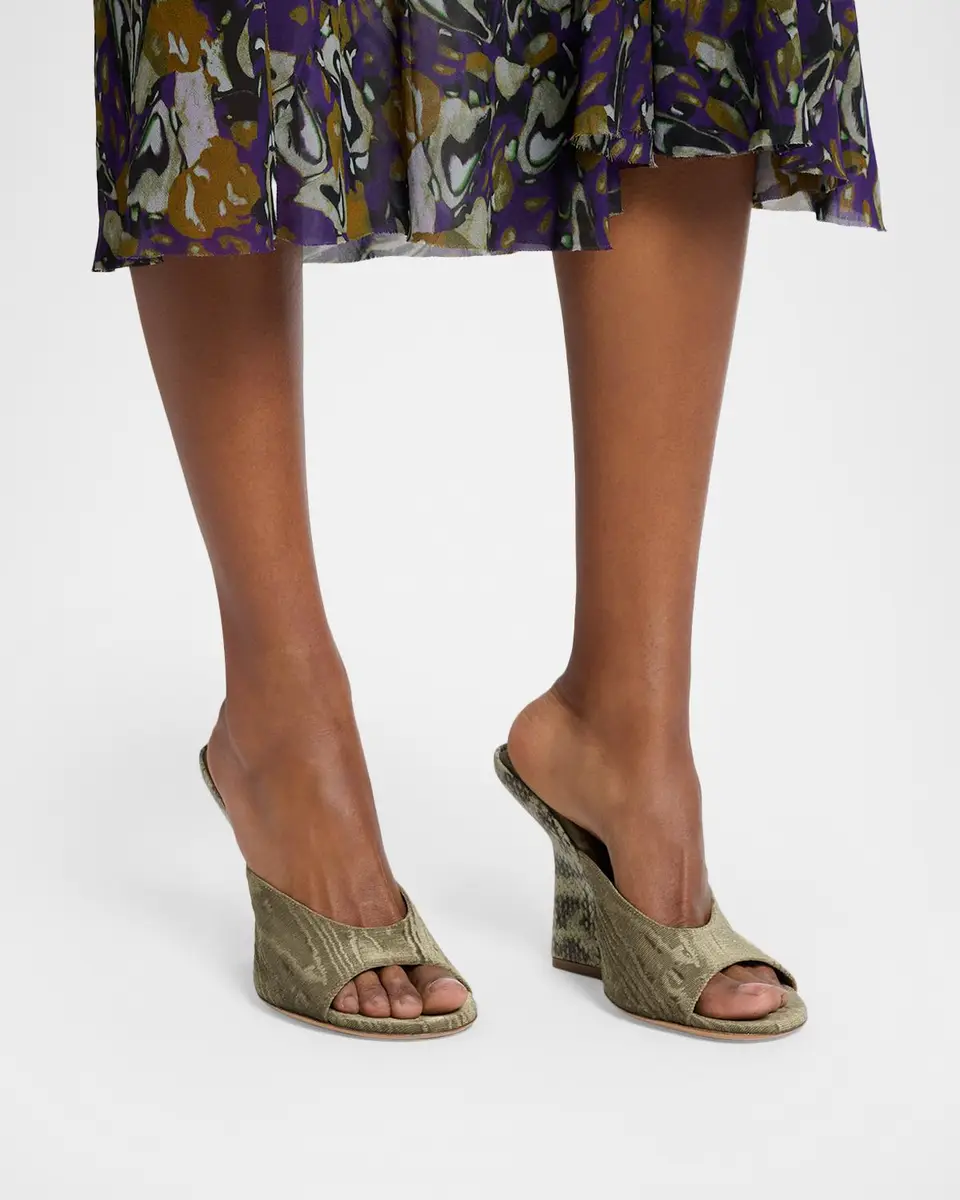 Dries Van Noten 120mm Velvet and Snake-Effect Leather Mules | Thumbnail 2 Dries Van Noten 120mm Velvet and Snake-Effect Leather Mules | Thumbnail 2