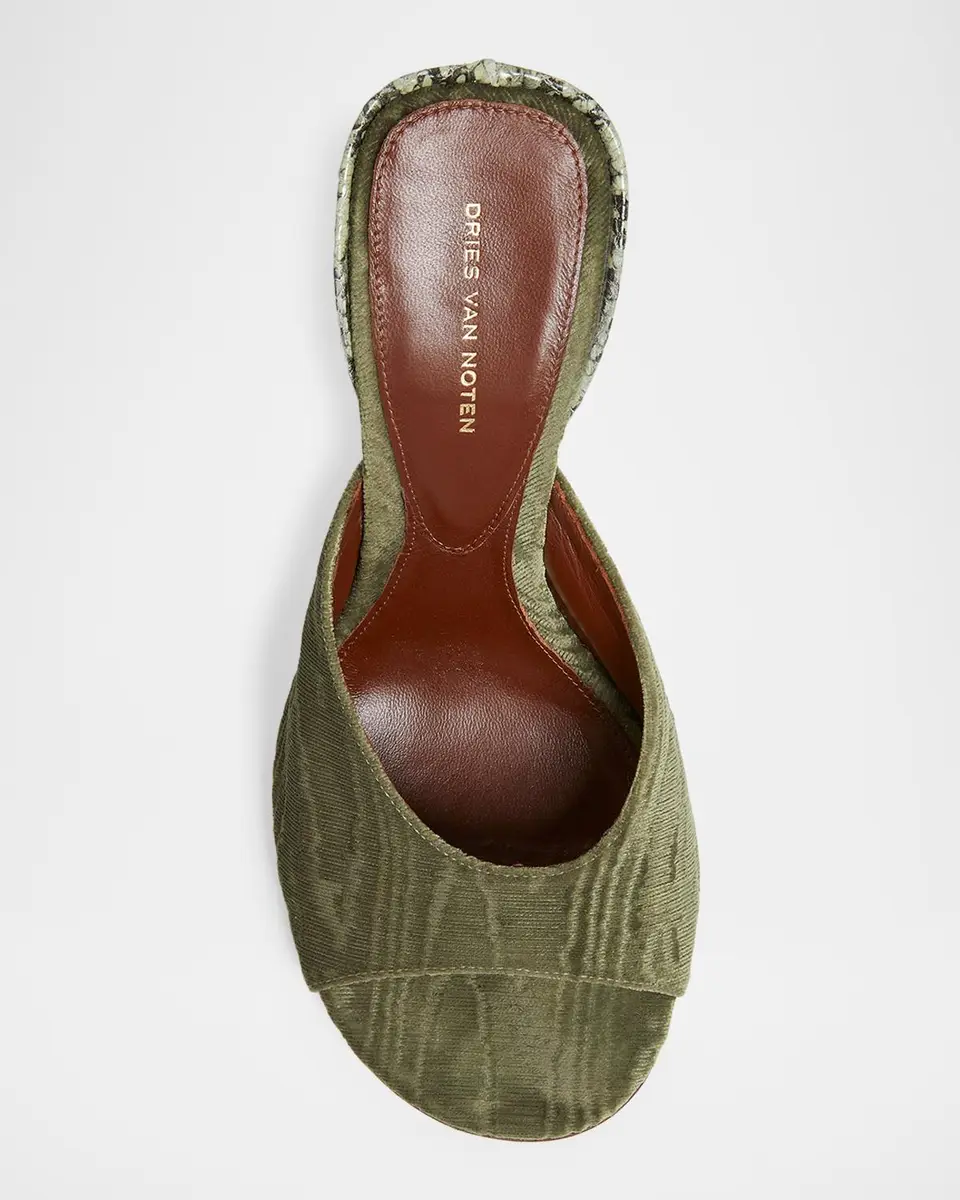 Dries Van Noten 120mm Velvet and Snake-Effect Leather Mules | Thumbnail 6 Dries Van Noten 120mm Velvet and Snake-Effect Leather Mules | Thumbnail 6