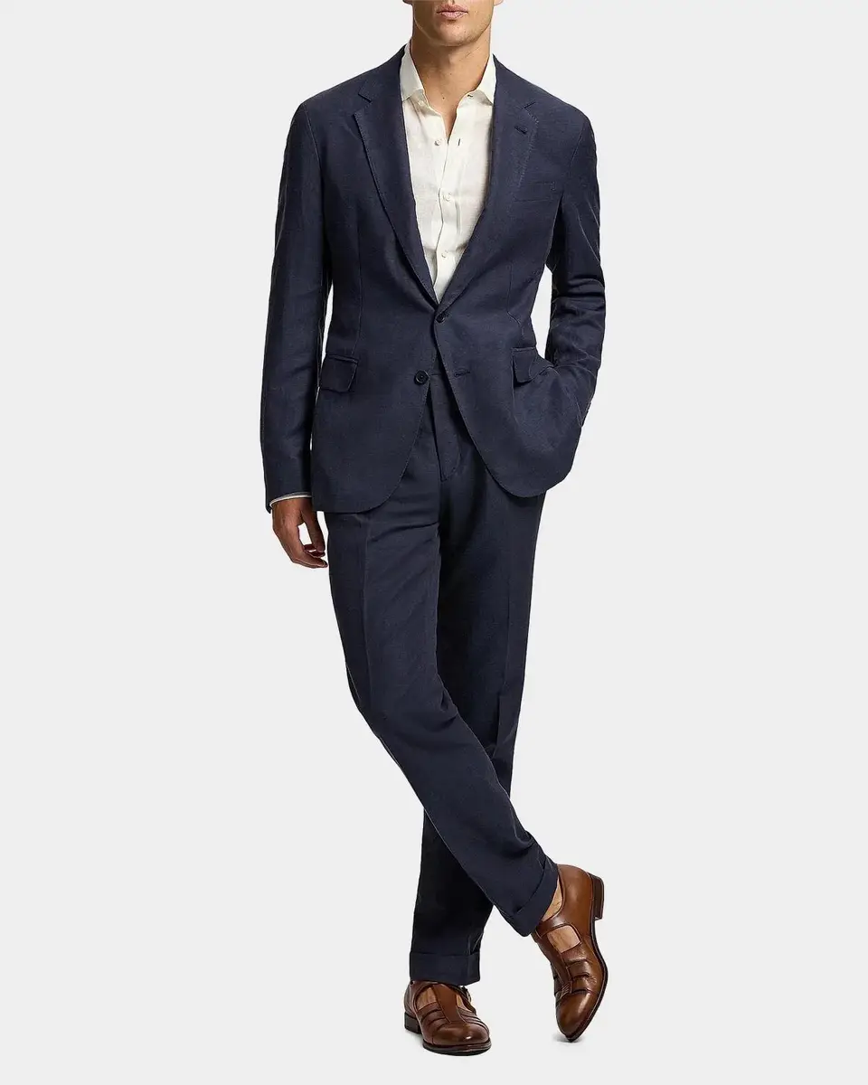Ralph Lauren Purple Label Men's Hadley Hand-Tailored Silk-Linen Jacket | Thumbnail 2