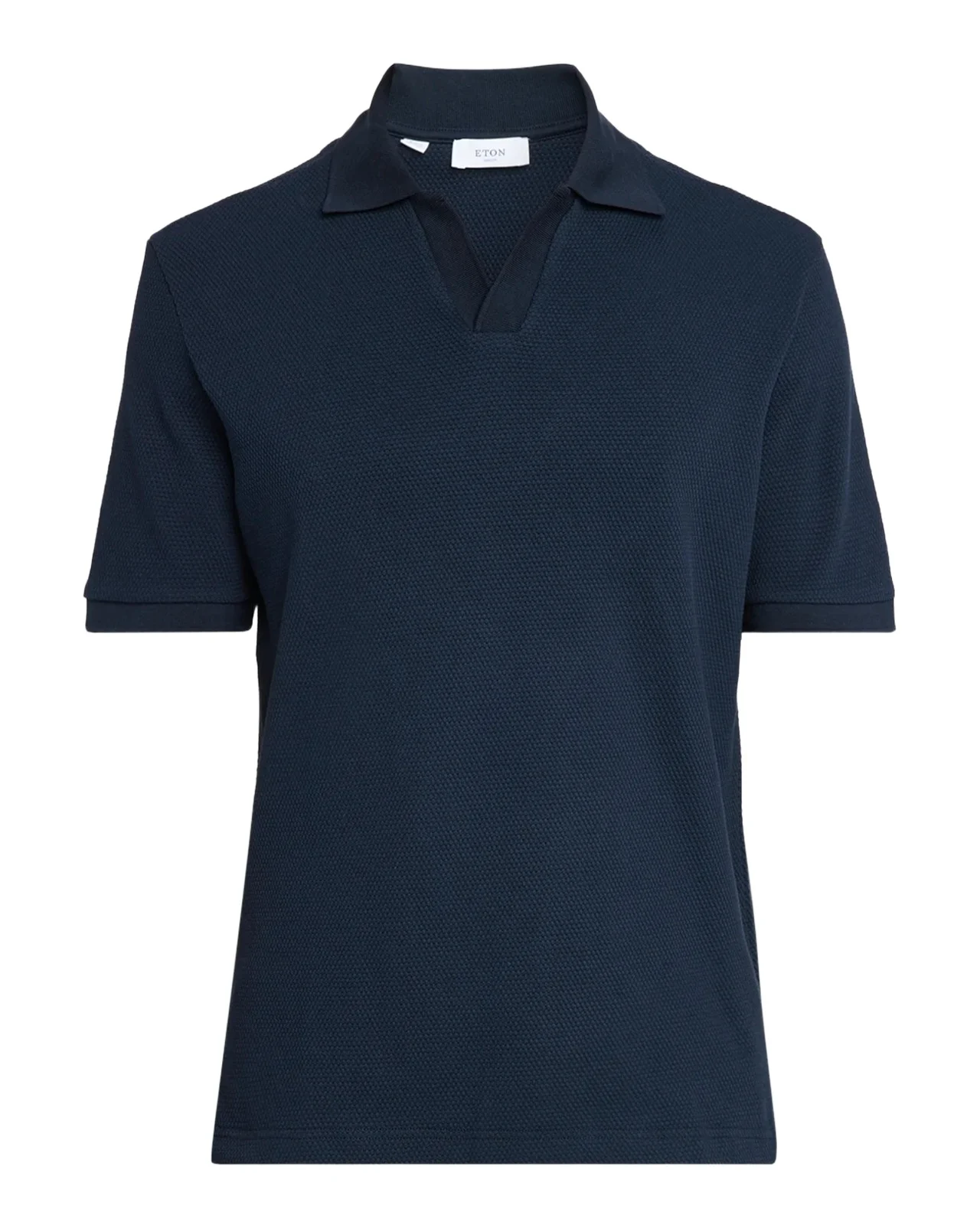 Eton Men's Waffle Open-Collar Polo Shirt