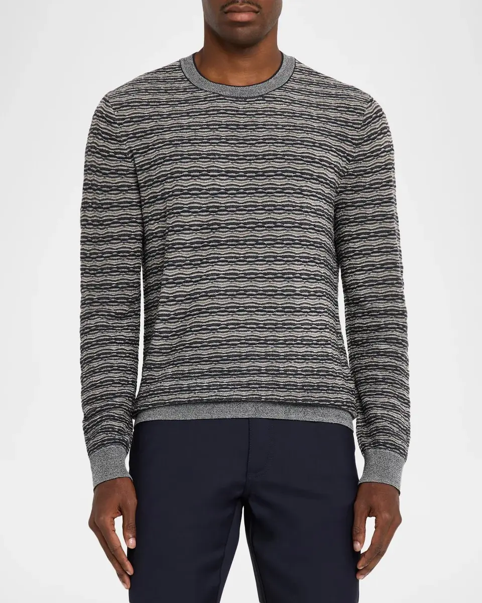 Emporio Armani Men's Wool-Blend Jacquard Crewneck Sweater | Thumbnail 4 Emporio Armani Men's Wool-Blend Jacquard Crewneck Sweater | Thumbnail 4