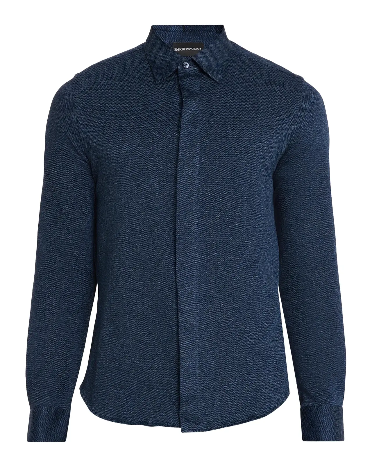 Men's Cotton Micro-Chevron Button-Front Shirt