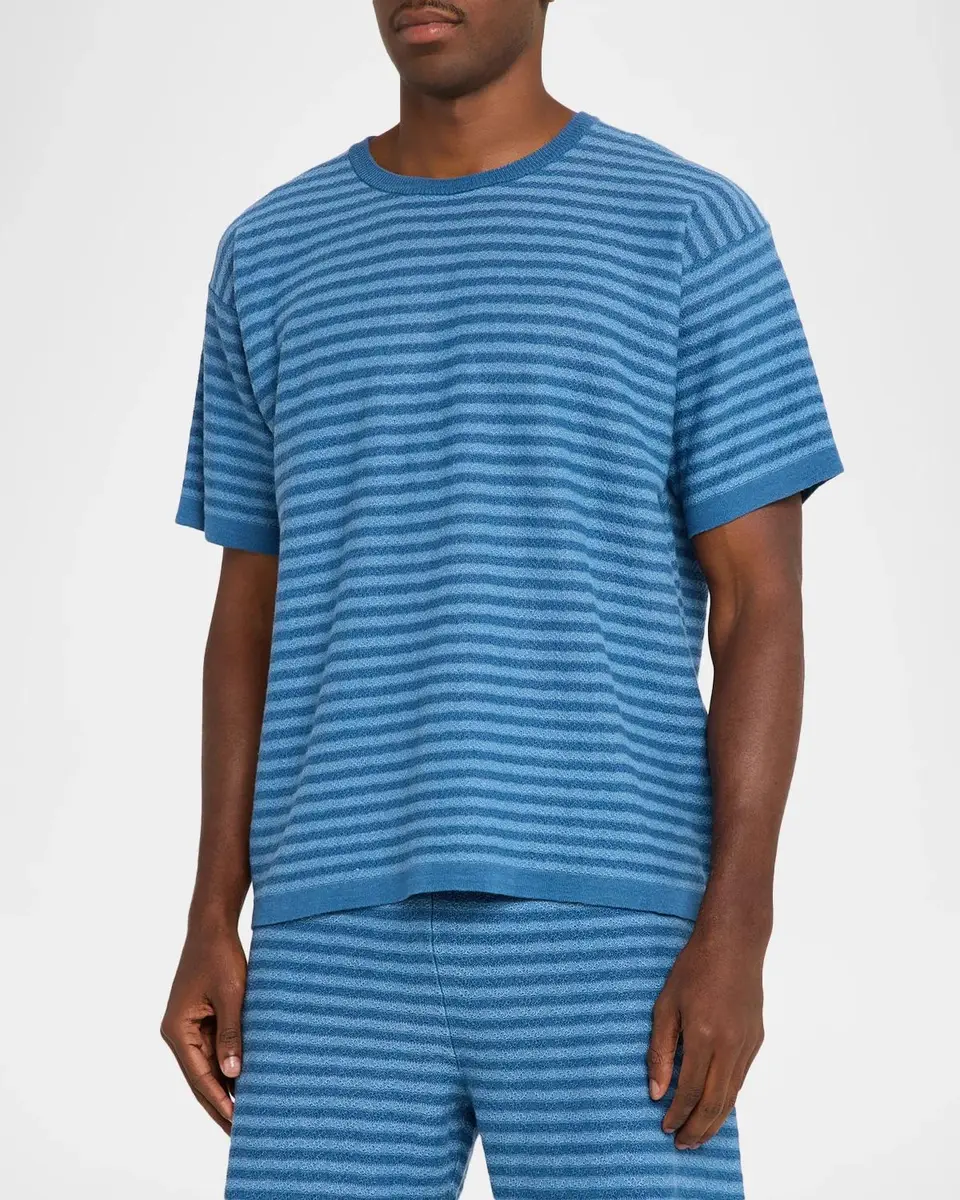The Elder Statesman Men's Stripe Boxy-Fit Crewneck T-Shirt | Thumbnail 4 The Elder Statesman Men's Stripe Boxy-Fit Crewneck T-Shirt | Thumbnail 4