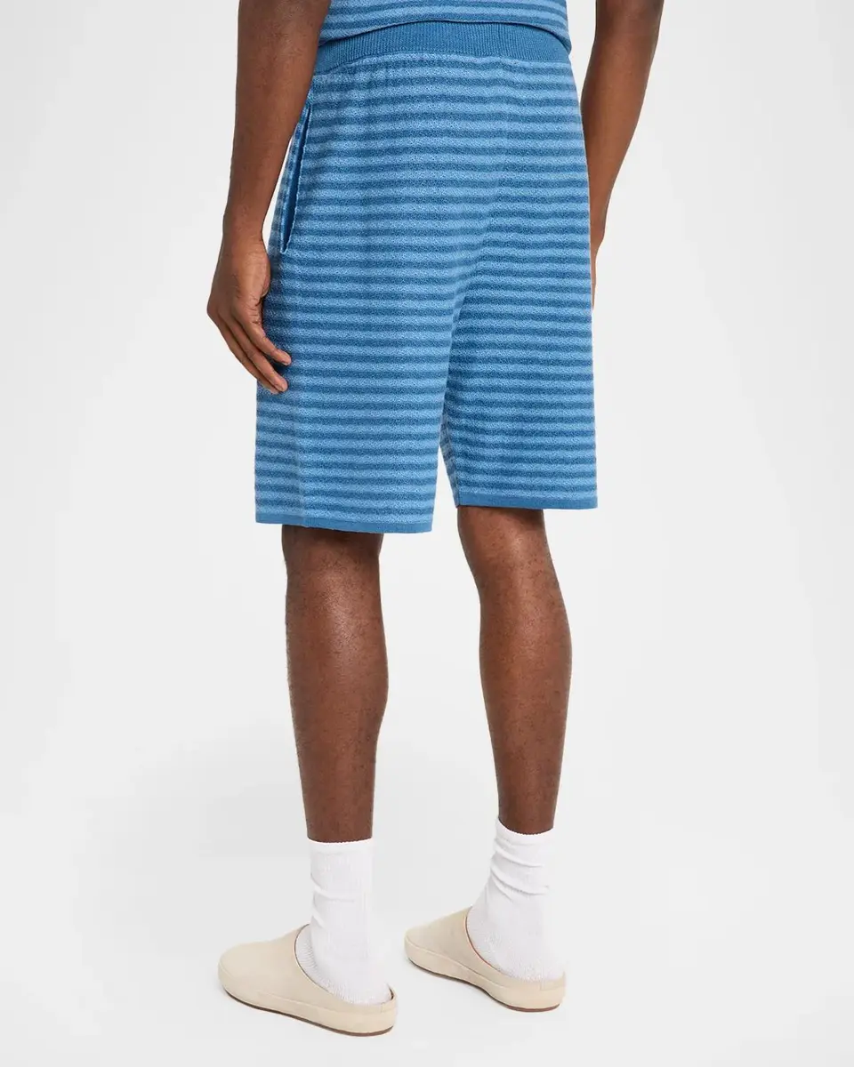 The Elder Statesman Men's Cotton and Linen Stripe Drawstring Shorts | Thumbnail 3 The Elder Statesman Men's Cotton and Linen Stripe Drawstring Shorts | Thumbnail 3