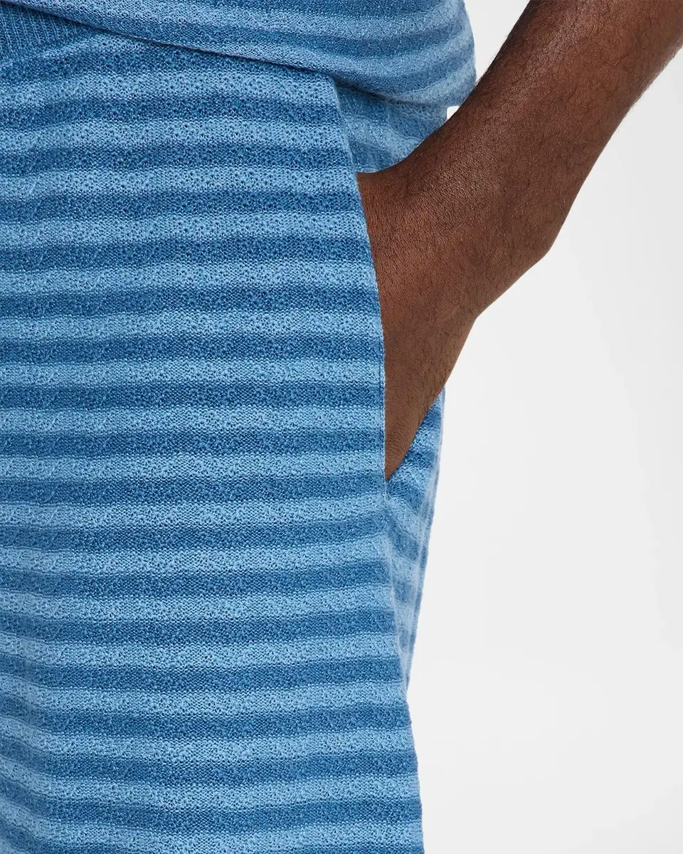The Elder Statesman Men's Cotton and Linen Stripe Drawstring Shorts | Thumbnail 5 The Elder Statesman Men's Cotton and Linen Stripe Drawstring Shorts | Thumbnail 5