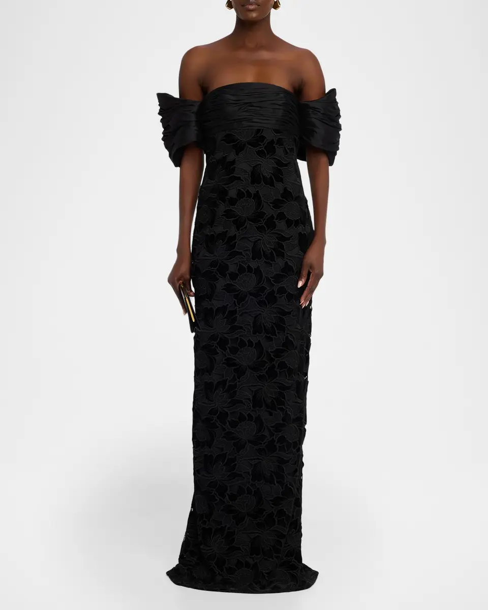 BADGLEY MISCHKA Floral Guipure Off-the-Shoulder Gown | Thumbnail 2