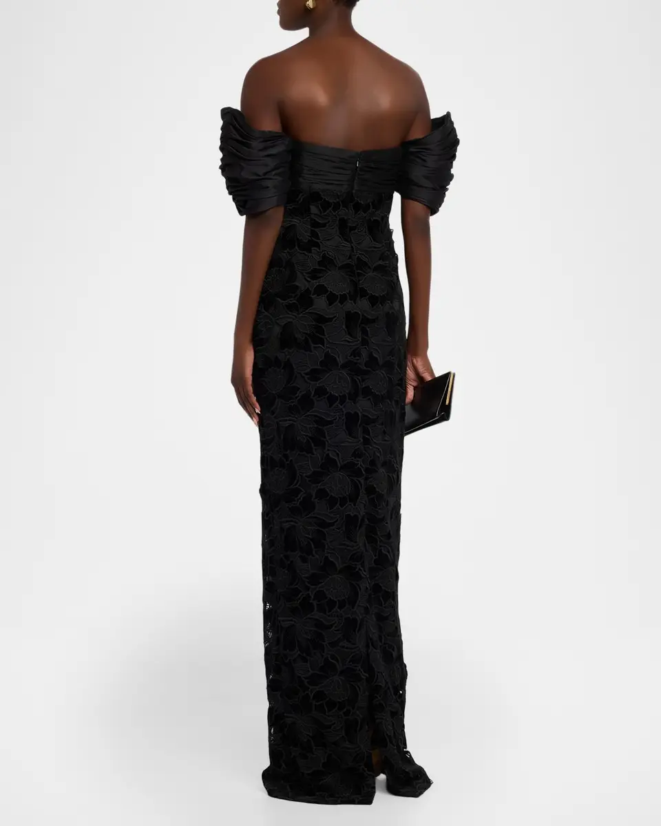 BADGLEY MISCHKA Floral Guipure Off-the-Shoulder Gown | Thumbnail 3