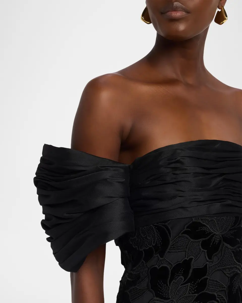 BADGLEY MISCHKA Floral Guipure Off-the-Shoulder Gown | Thumbnail 5
