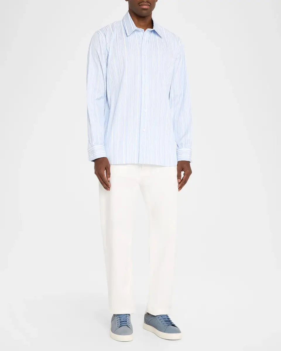 Simkhai Men's Tristan Polyester Stripe Button-Front Shirt | Thumbnail 2