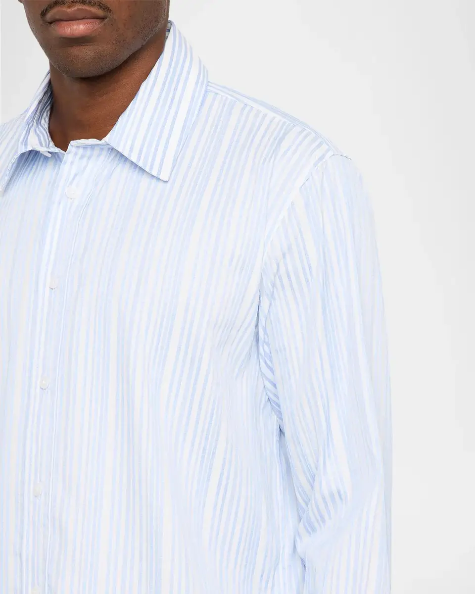 Simkhai Men's Tristan Polyester Stripe Button-Front Shirt | Thumbnail 5
