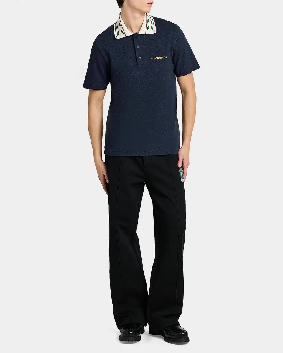Casablanca Men's Laurel Cotton Pique Polo Shirt | Thumbnail 2 Casablanca Men's Laurel Cotton Pique Polo Shirt | Thumbnail 2