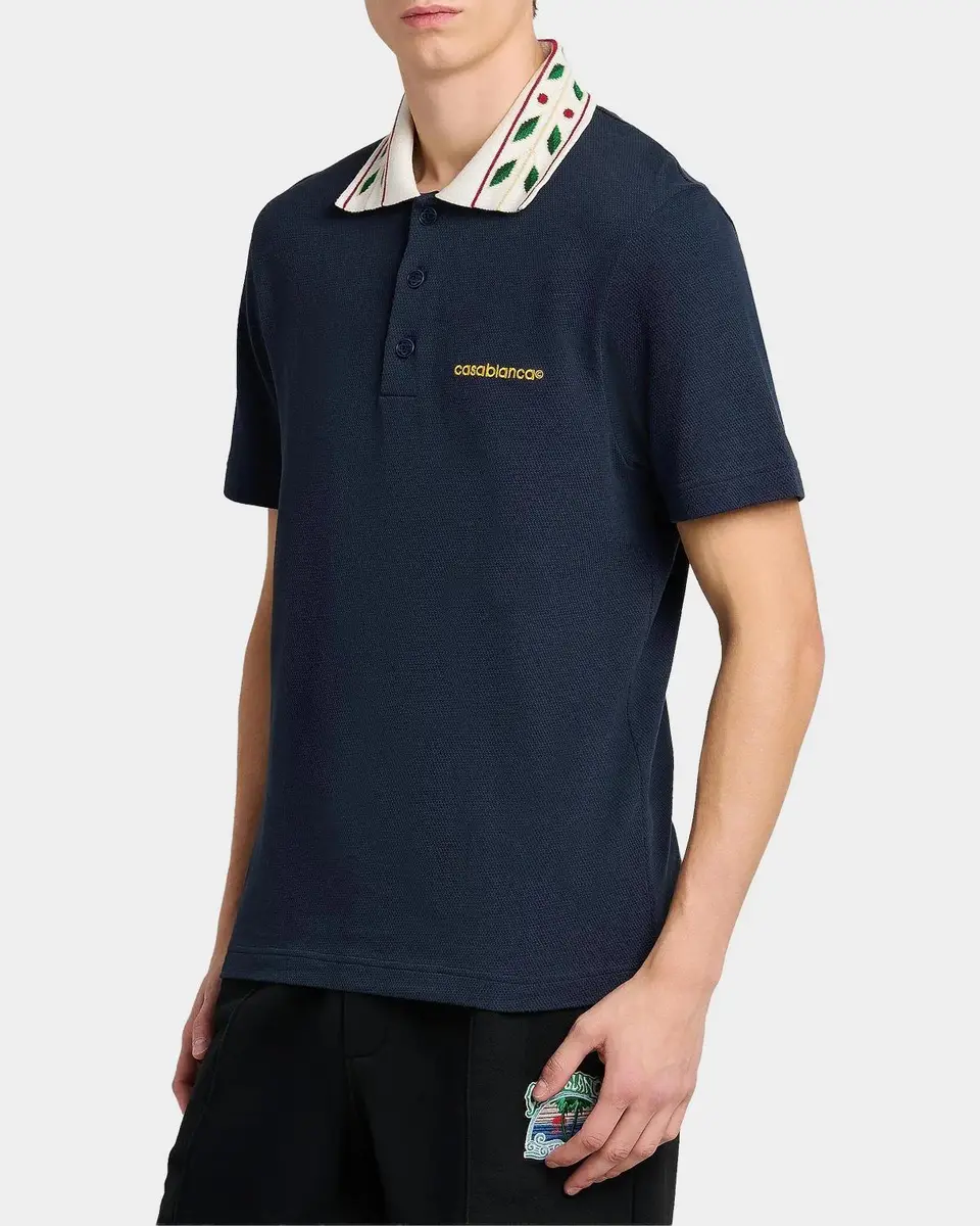 Casablanca Men's Laurel Cotton Pique Polo Shirt | Thumbnail 4 Casablanca Men's Laurel Cotton Pique Polo Shirt | Thumbnail 4