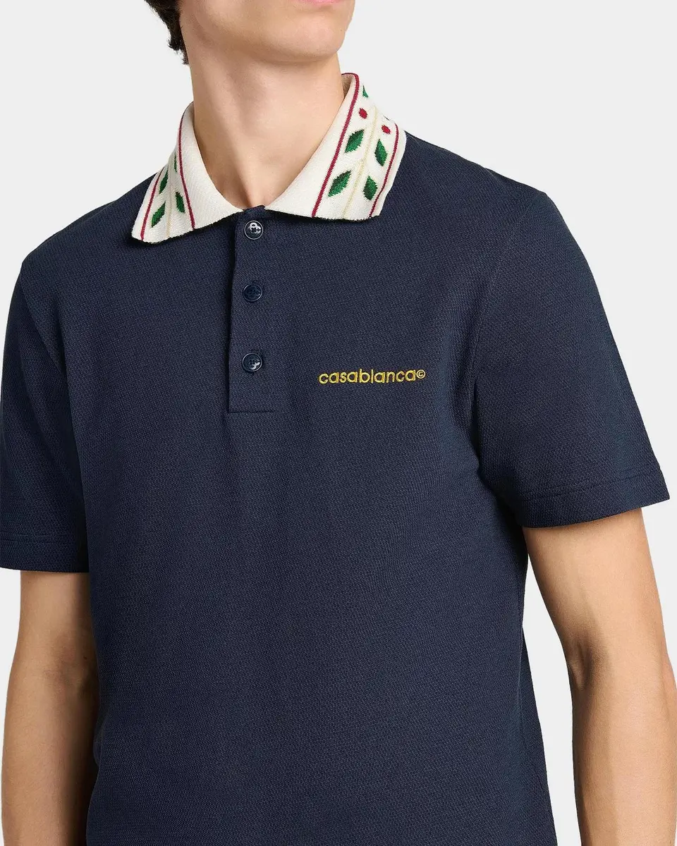 Casablanca Men's Laurel Cotton Pique Polo Shirt | Thumbnail 5 Casablanca Men's Laurel Cotton Pique Polo Shirt | Thumbnail 5
