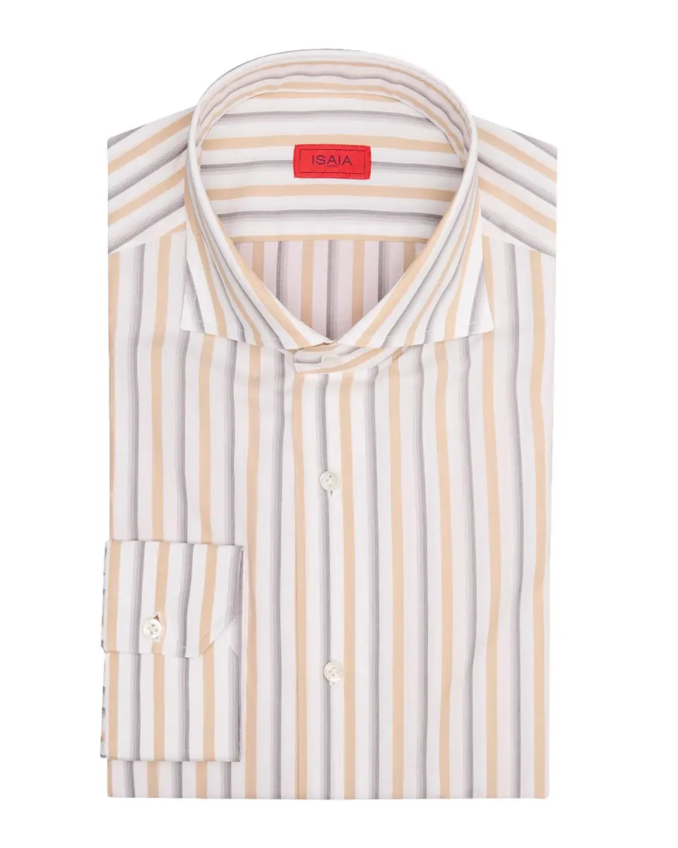 Isaia Men's Cotton and Linen Stripe Dress Shirt | Thumbnail 3 Isaia Men's Cotton and Linen Stripe Dress Shirt | Thumbnail 3