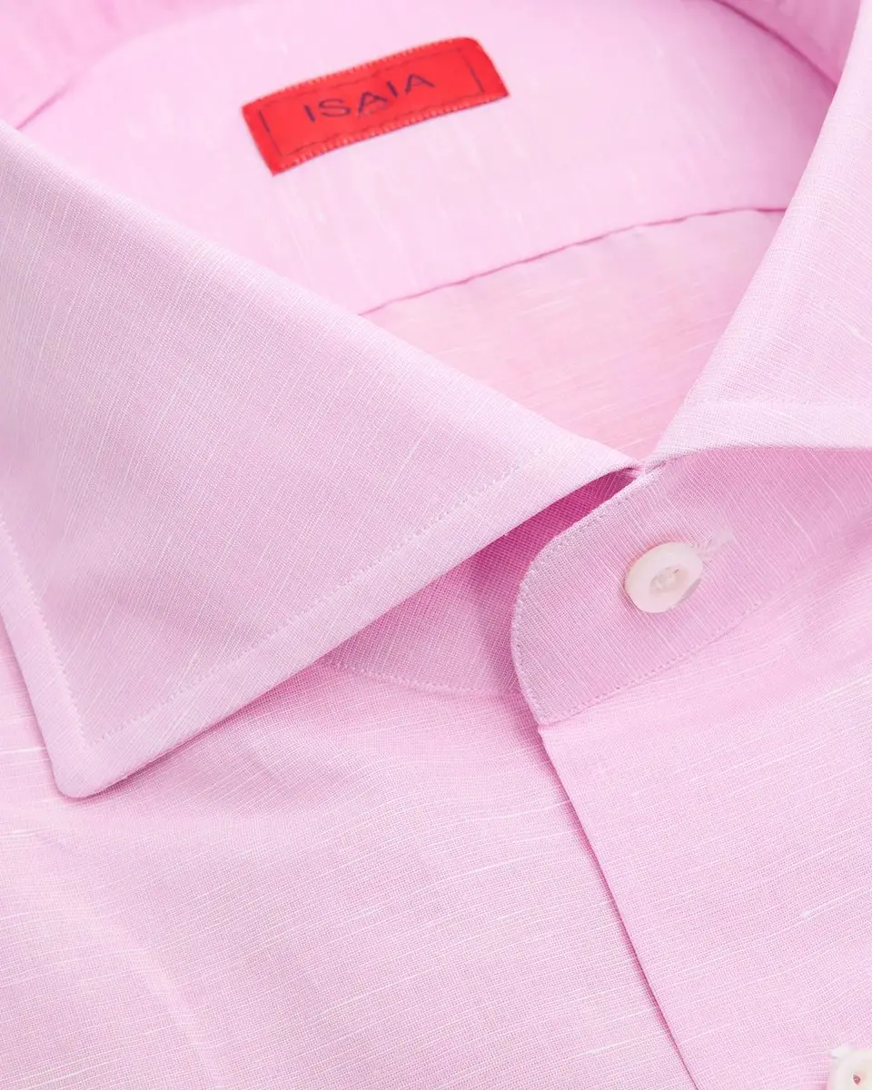 Isaia Men's Cotton and Linen Solid Dress Shirt | Thumbnail 2