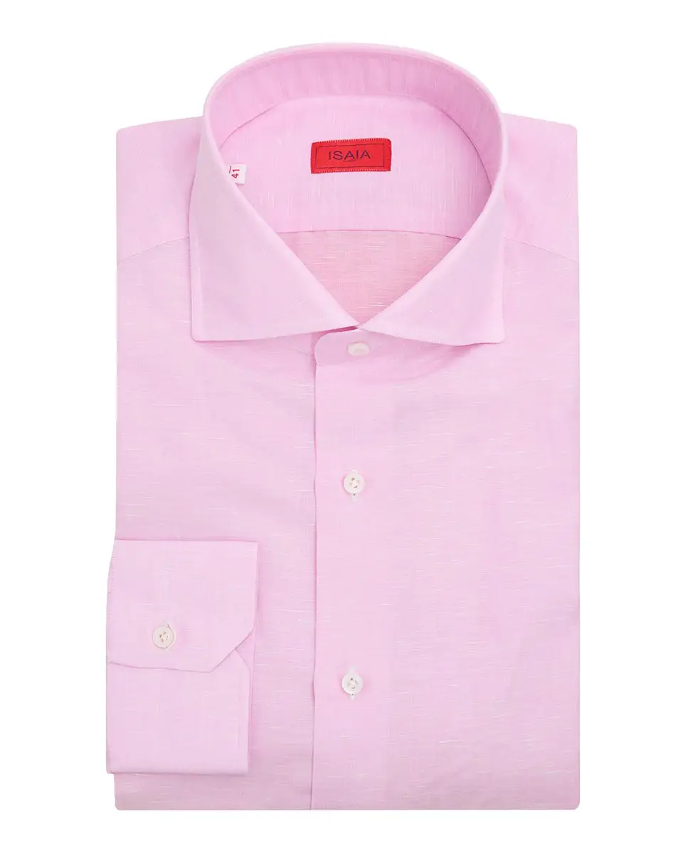 Isaia Men's Cotton and Linen Solid Dress Shirt | Thumbnail 3