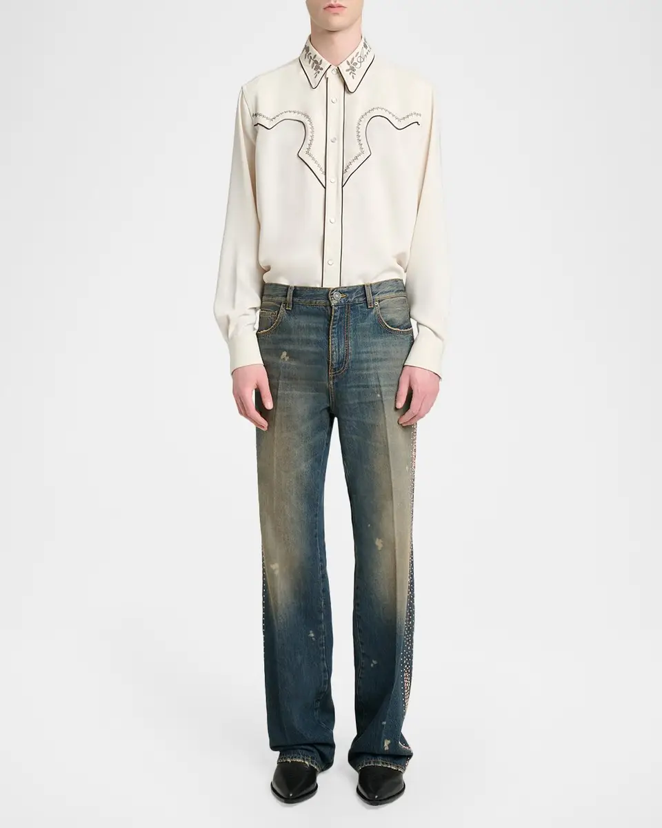 AMIRI Men's MA Fit Star Studded-Trim Jeans | Thumbnail 2