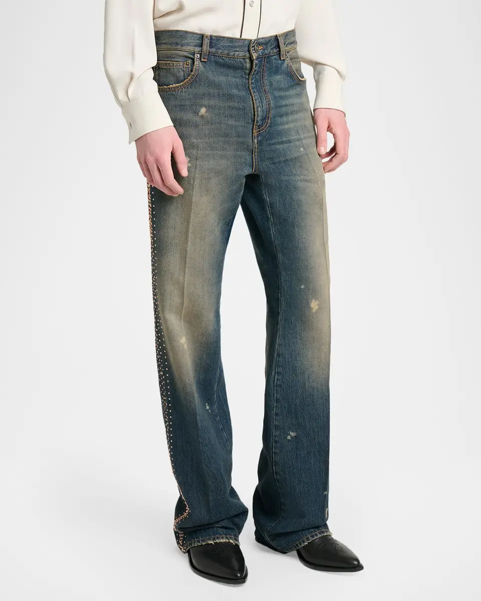 AMIRI Men's MA Fit Star Studded-Trim Jeans | Thumbnail 4