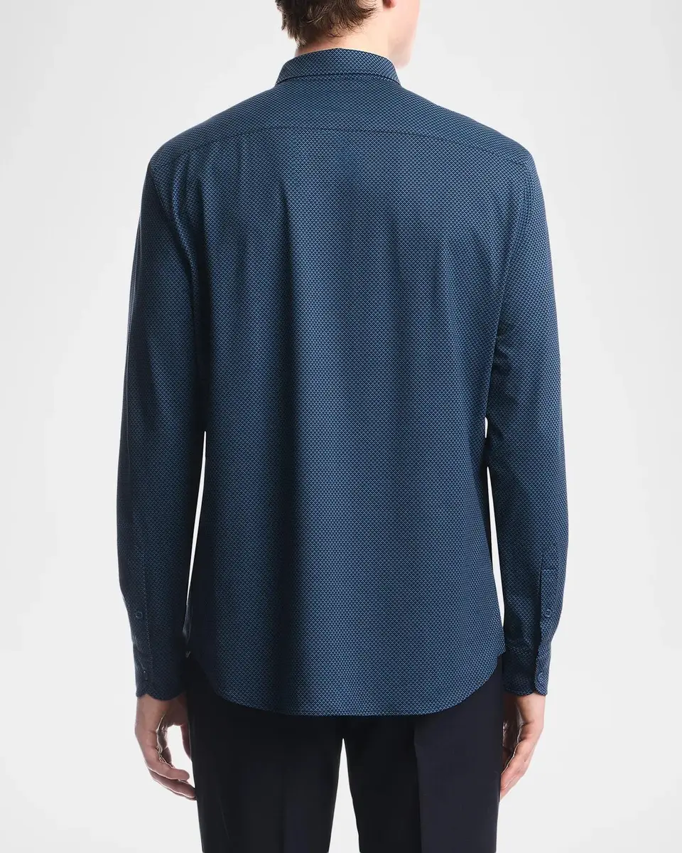 Emporio Armani Men's Geometric Stretch Button-Front Shirt | Thumbnail 3 Emporio Armani Men's Geometric Stretch Button-Front Shirt | Thumbnail 3
