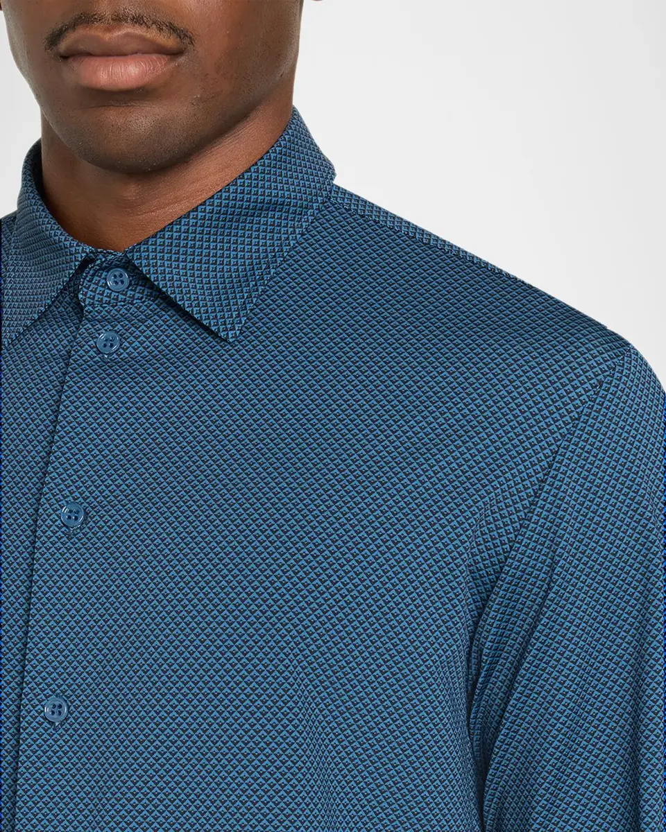 Emporio Armani Men's Geometric Stretch Button-Front Shirt | Thumbnail 5 Emporio Armani Men's Geometric Stretch Button-Front Shirt | Thumbnail 5