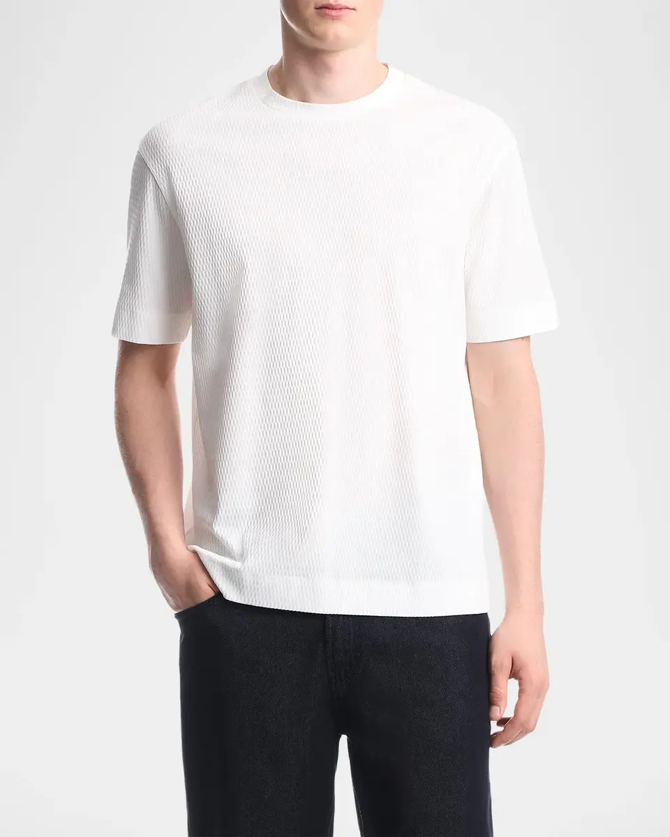 Emporio Armani Men's Cotton Jacquard T-Shirt | Thumbnail 4