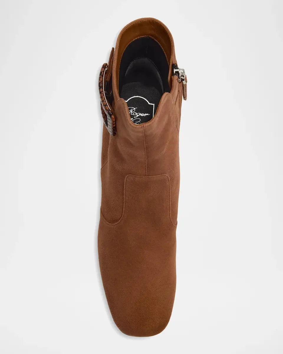 Roger Vivier Tres Vivier Polly 45MM Suede Booties | Thumbnail 6 Roger Vivier Tres Vivier Polly 45MM Suede Booties | Thumbnail 6