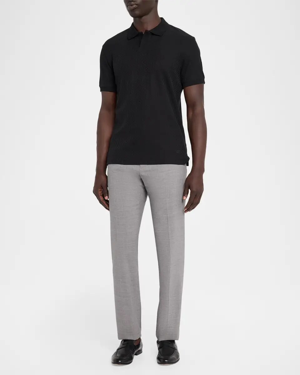 Emporio Armani Geometric Textured Jacquard Polo Shirt | Thumbnail 2 Emporio Armani Geometric Textured Jacquard Polo Shirt | Thumbnail 2