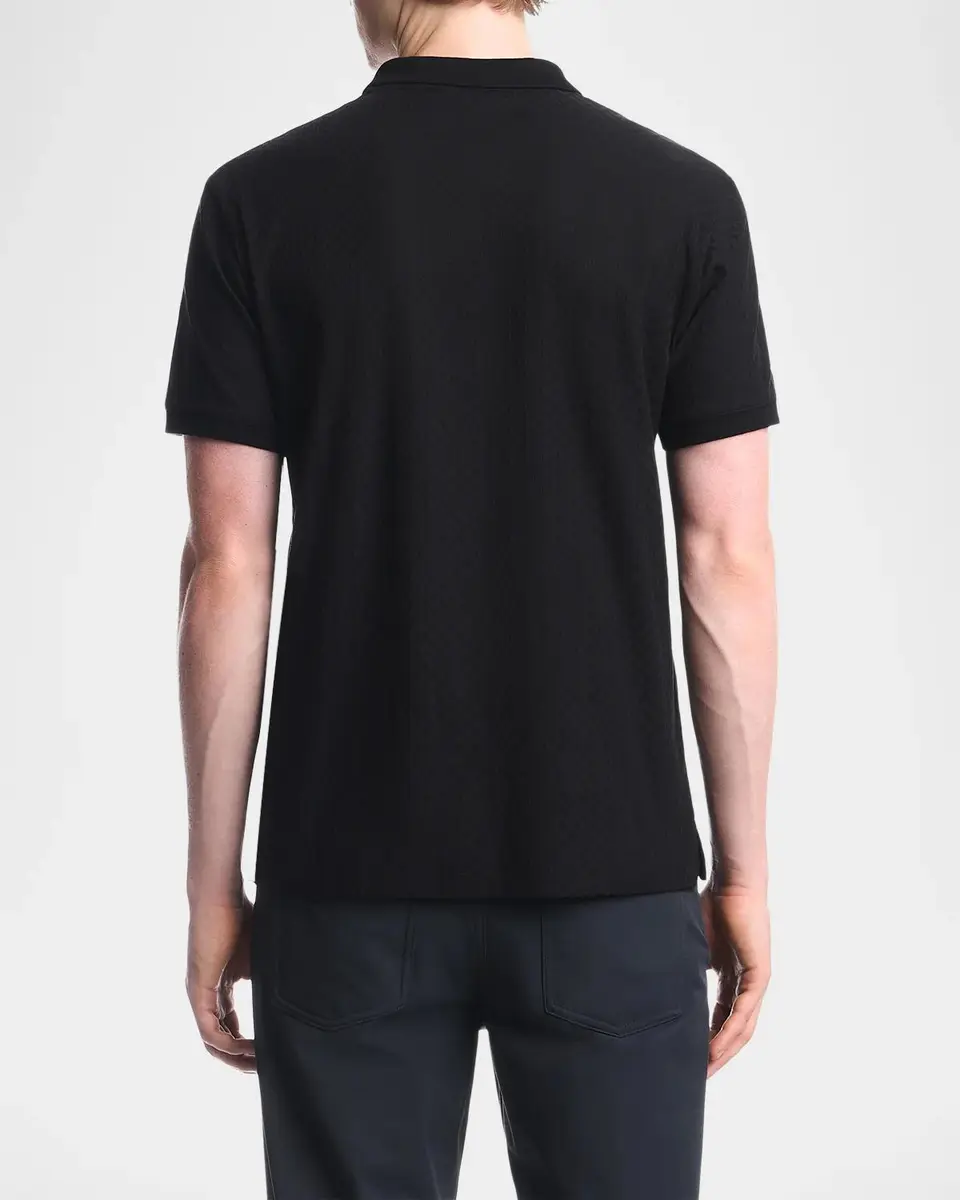 Emporio Armani Geometric Textured Jacquard Polo Shirt | Thumbnail 3 Emporio Armani Geometric Textured Jacquard Polo Shirt | Thumbnail 3