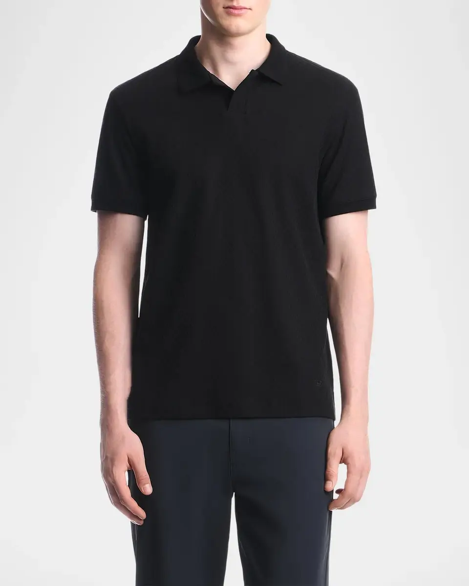Emporio Armani Geometric Textured Jacquard Polo Shirt | Thumbnail 4 Emporio Armani Geometric Textured Jacquard Polo Shirt | Thumbnail 4