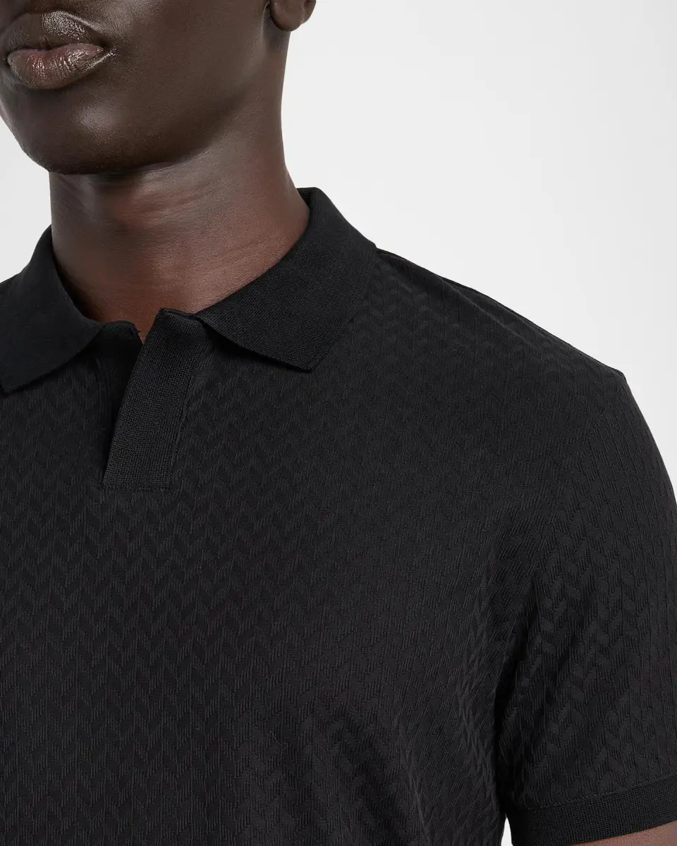 Emporio Armani Geometric Textured Jacquard Polo Shirt | Thumbnail 5 Emporio Armani Geometric Textured Jacquard Polo Shirt | Thumbnail 5