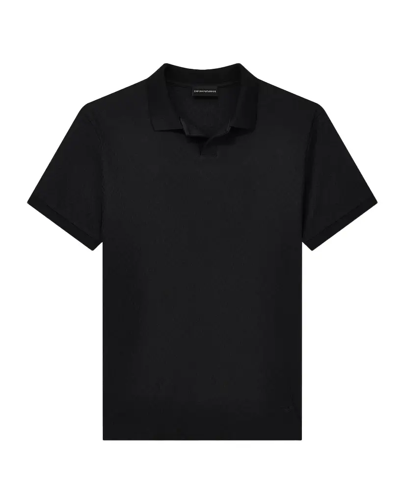 Emporio Armani Geometric Textured Jacquard Polo Shirt