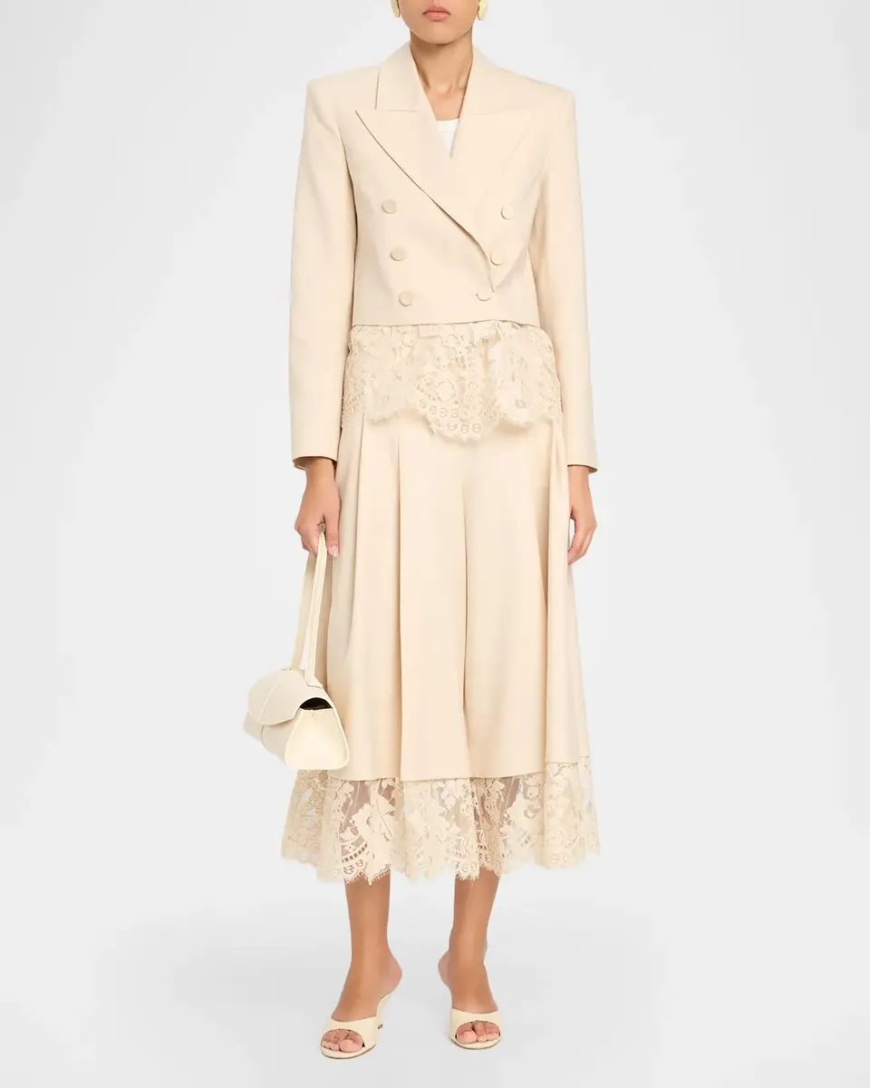 Zimmermann Lace-Trim Wool-Blend Double-Breasted Jacket | Thumbnail 2
