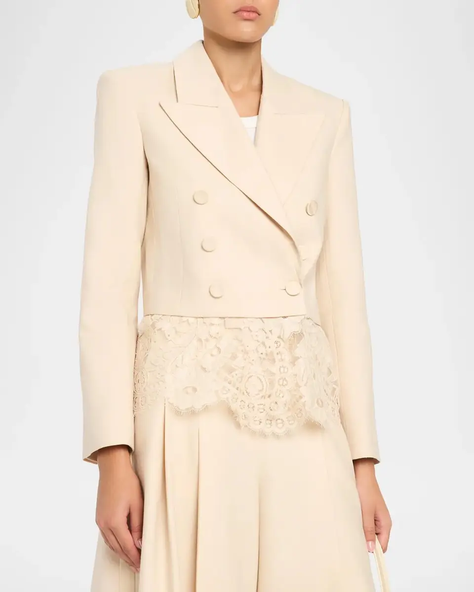 Zimmermann Lace-Trim Wool-Blend Double-Breasted Jacket | Thumbnail 4