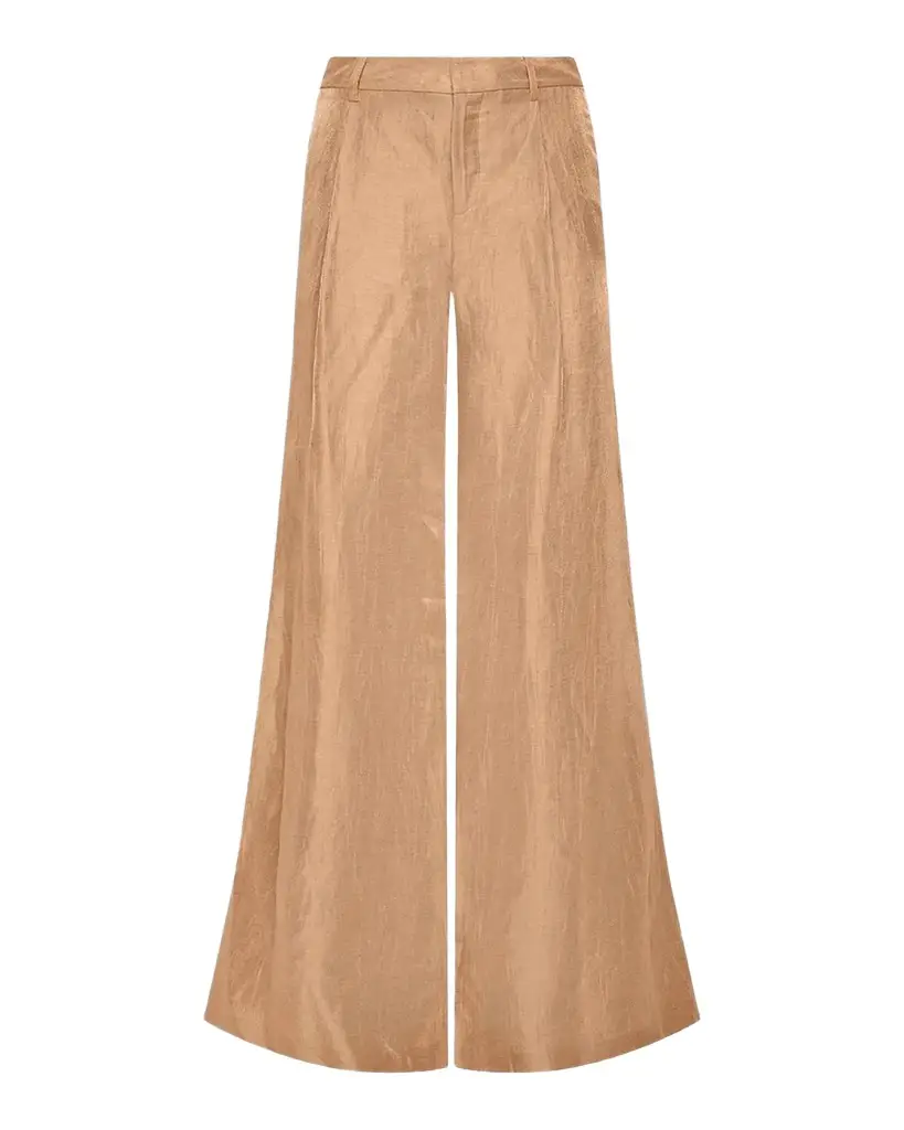 L'Agence Allanah Crinkled Linen Wide-Leg Pants