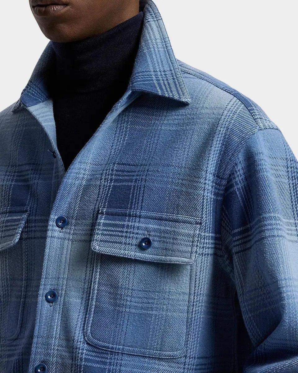 Ralph Lauren Purple Label Men's Plaid Stretch Cotton-Cashmere Shirt | Thumbnail 5