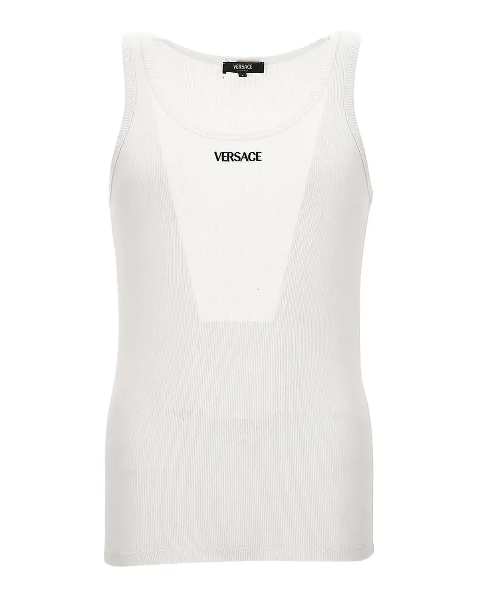 Versace Logo Rib-Knit Cotton Tank | Thumbnail 2 Versace Logo Rib-Knit Cotton Tank | Thumbnail 2