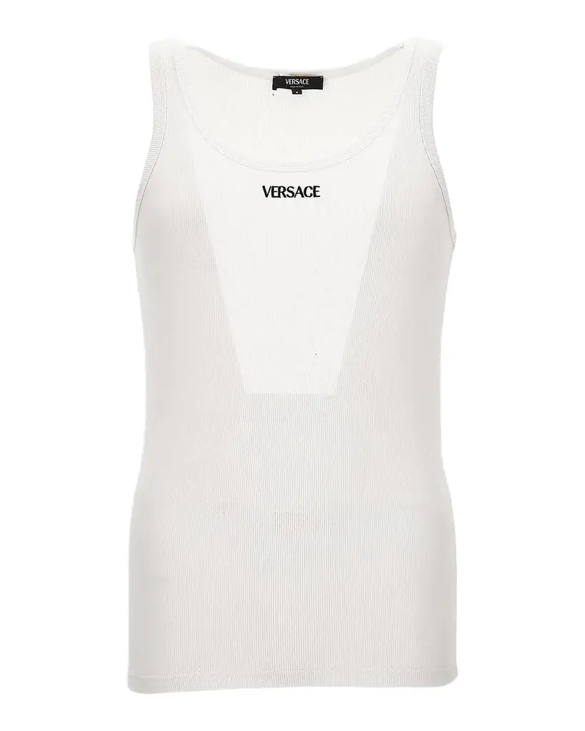 Versace Logo Rib-Knit Cotton Tank | Image 1 Versace Logo Rib-Knit Cotton Tank | Image 1