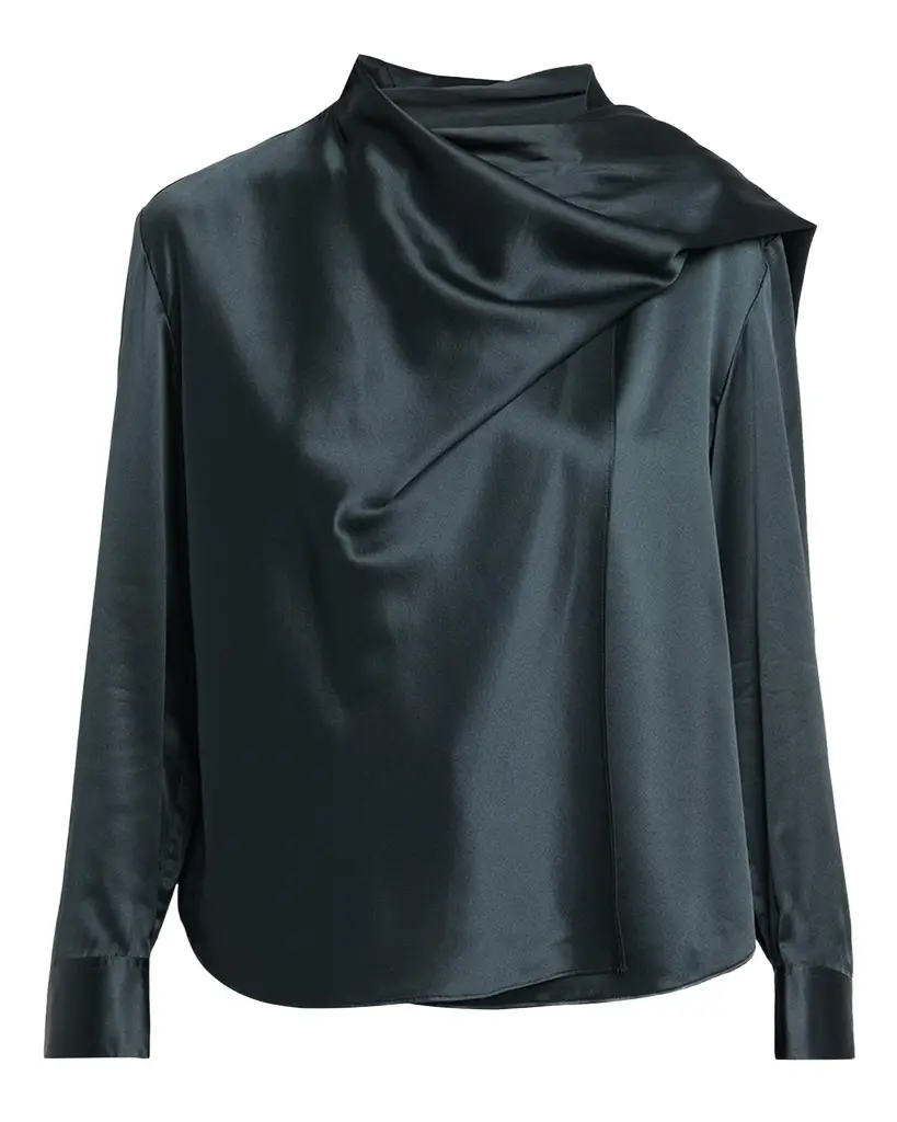 A.L.C. Nadine Draped Silk Scarf Top
