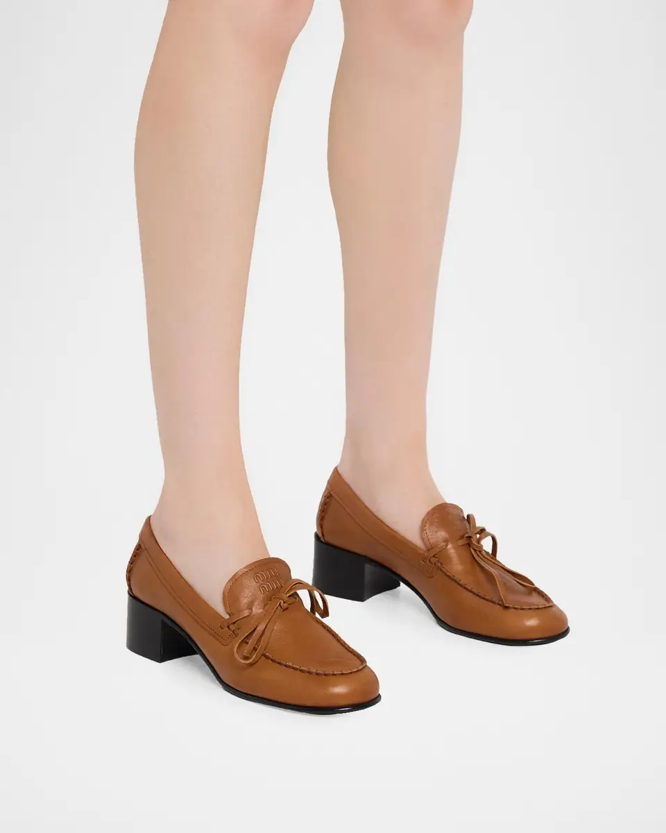 Miu Miu 40mm Leather Loafer Pumps | Thumbnail 2 Miu Miu 40mm Leather Loafer Pumps | Thumbnail 2
