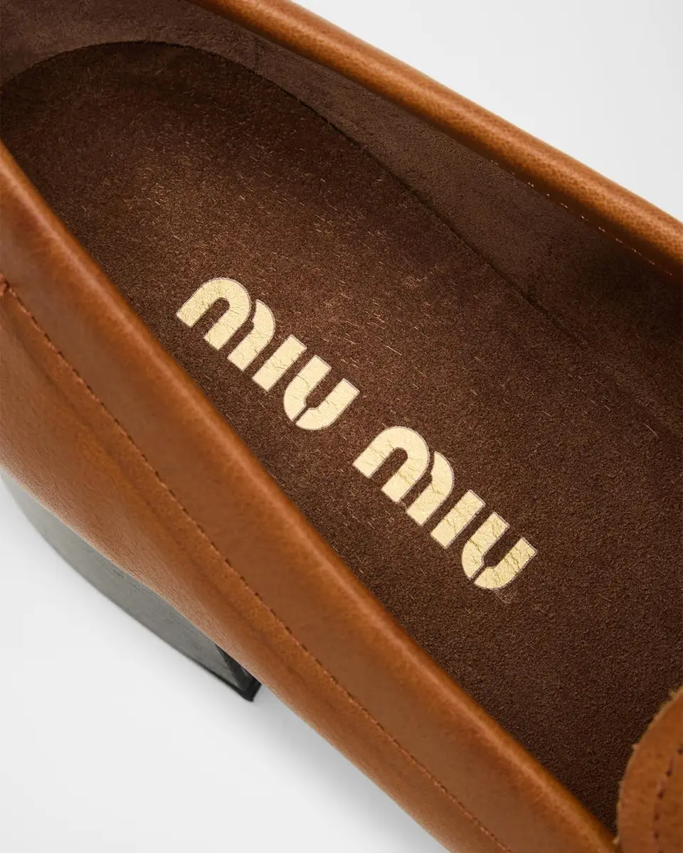 Miu Miu 40mm Leather Loafer Pumps | Thumbnail 5 Miu Miu 40mm Leather Loafer Pumps | Thumbnail 5