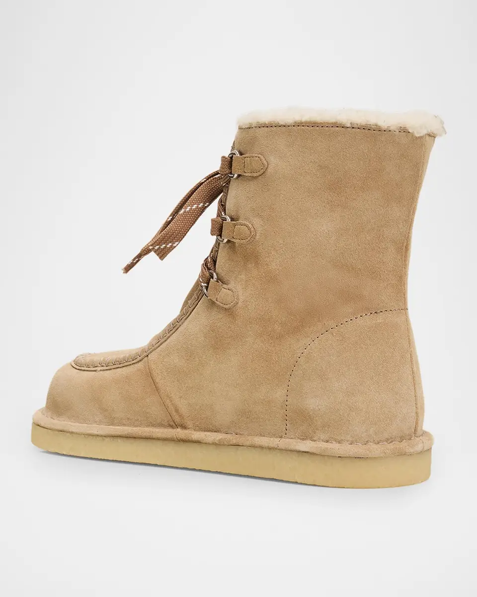 Miu Miu Suede Shearling-Lined Ankle Boots | Thumbnail 4 Miu Miu Suede Shearling-Lined Ankle Boots | Thumbnail 4